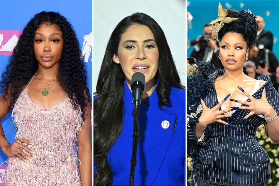 Nicki Minaj (r.) recently begged MAGA Representative Anna Paulina Luna (c.) for help after a DJ made a comment she claimed was a threat regarding her feud with SZA (l.)