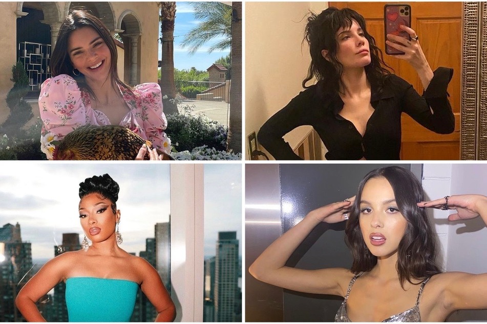 From top left: Kendall Jenner, Halsey, Megan Thee Stallion, and Olivia Rodrigo are among the many stars who supported Planned Parenthood's #BansOffOurBodies campaign.