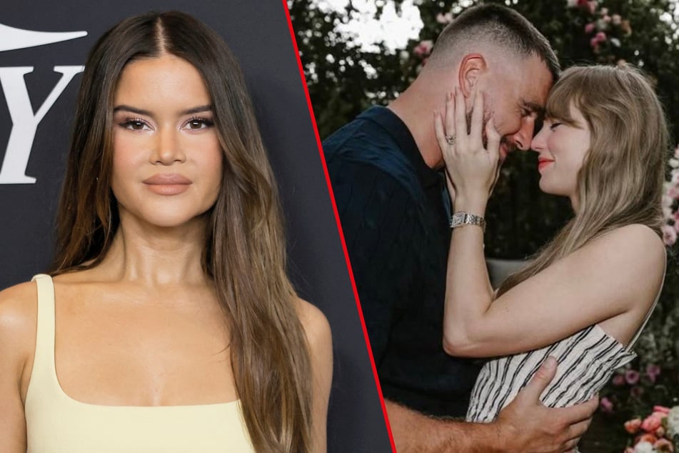 Maren Morris (l.) gave fans a rare glimpse into Taylor Swift (r.) and Travis Kelce's wedding, calling their moment before saying "I do" "beautiful."