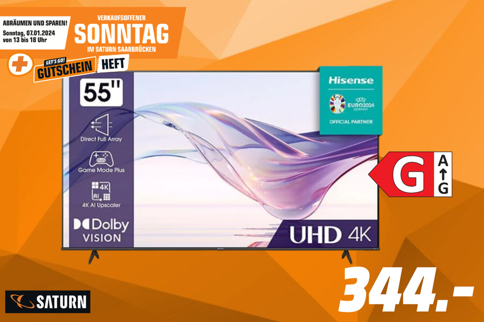 55-Zoll Hisense-Fernseher für 344 Euro.