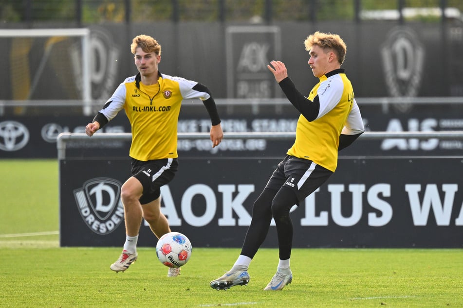 Luca Herrmann (r.) im Training gegen Dominik Kother. Der 26-Jährige wird wohl gegen seinen Ex-Verein zunächst auf der Bank sitzen.