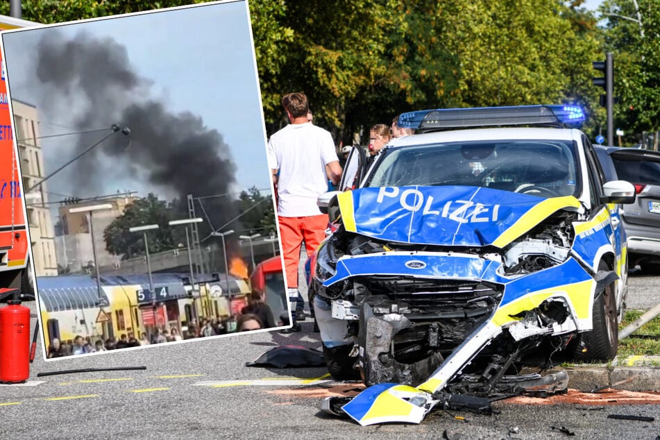 Hamburg: Streifenwagen verunglückt auf Weg zu brennendem Zug