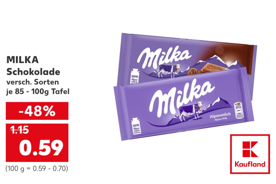 Milka Schokolade für nur 0,59 Euro.