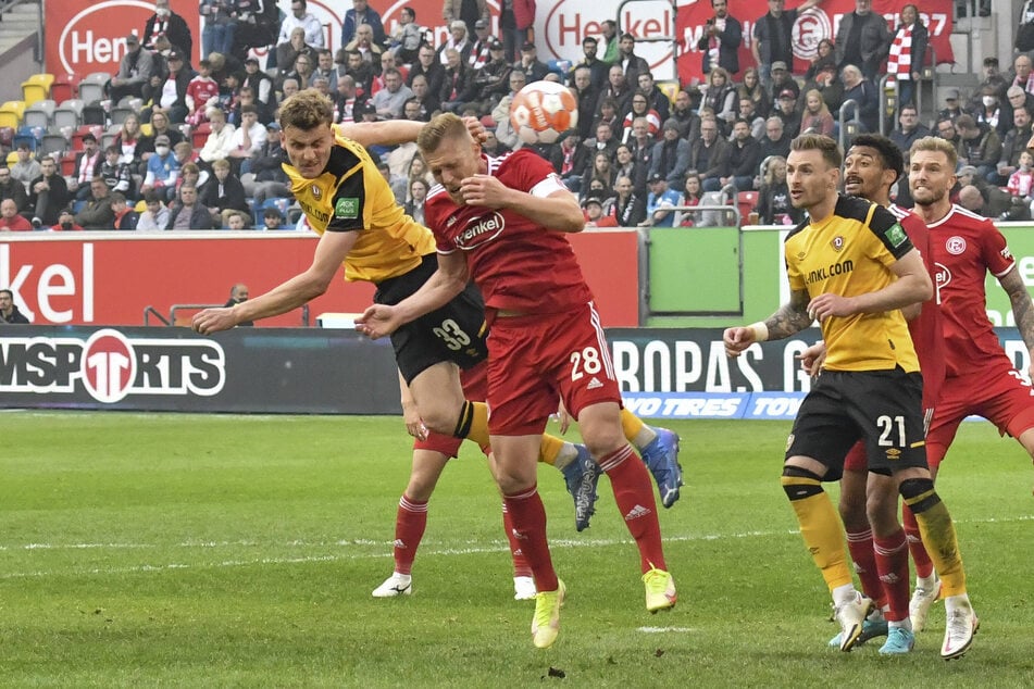 Vor genau vier Jahren spielte Dresden letztmals in Düsseldorf - holte ein 2:2. Letzter Verbliebener: Christoph Daferner (28, l.).