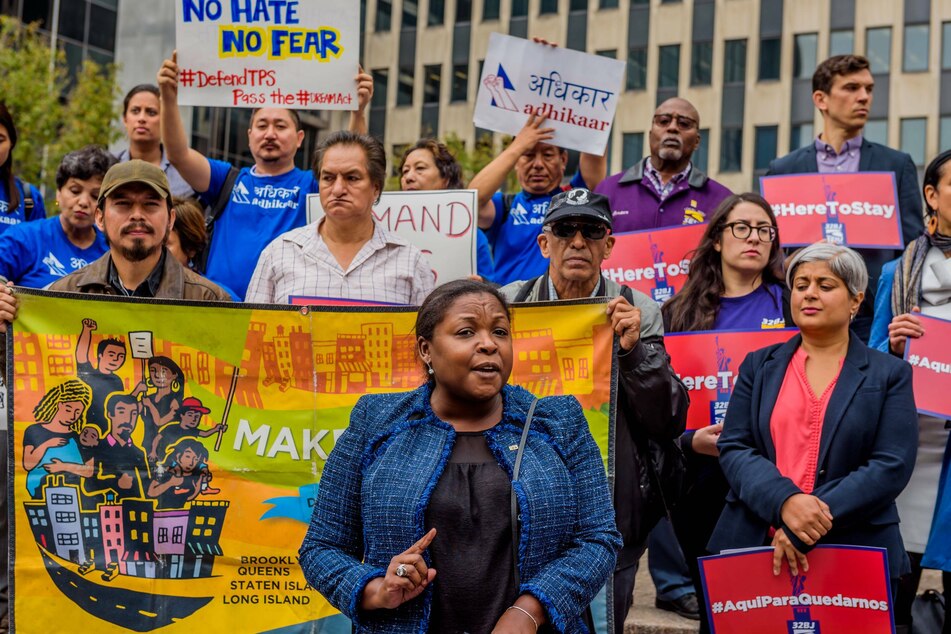 Protesters gathered in 2017 after Trump tried to end TPS for Haitians, El Salvadorans, and Hondurans (archive image).