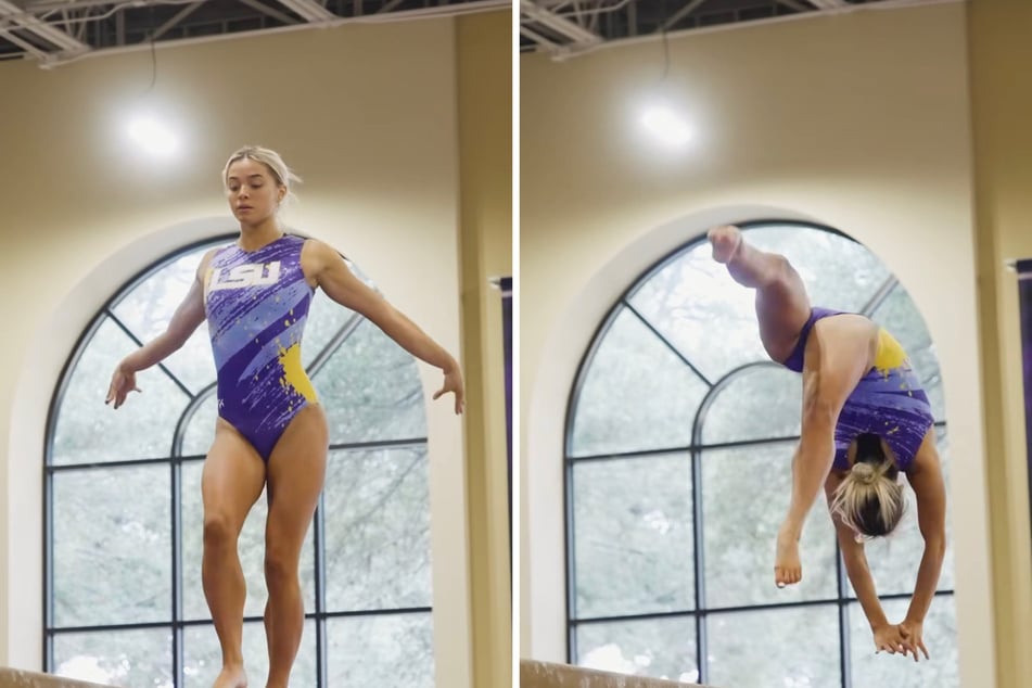 Olivia Dunne levels up her gymnastics skills in viral beam video