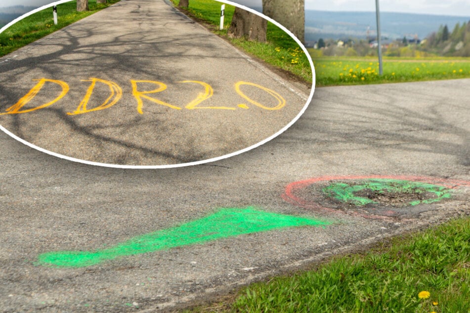 Straße im Erzgebirge mit Farbe beschmiert: Das steckt dahinter