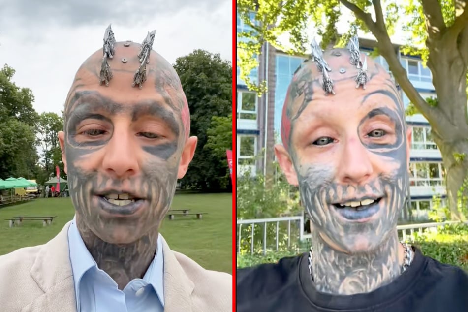 Extreme ink addict gets metal Mohawk implanted in terrifying body modification
