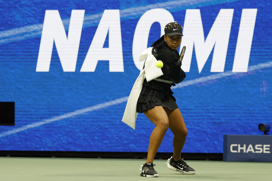 Naomi Osaka of Japan warms up prior to her match against Karolina Muchova of the Czech Republic (not pictured).