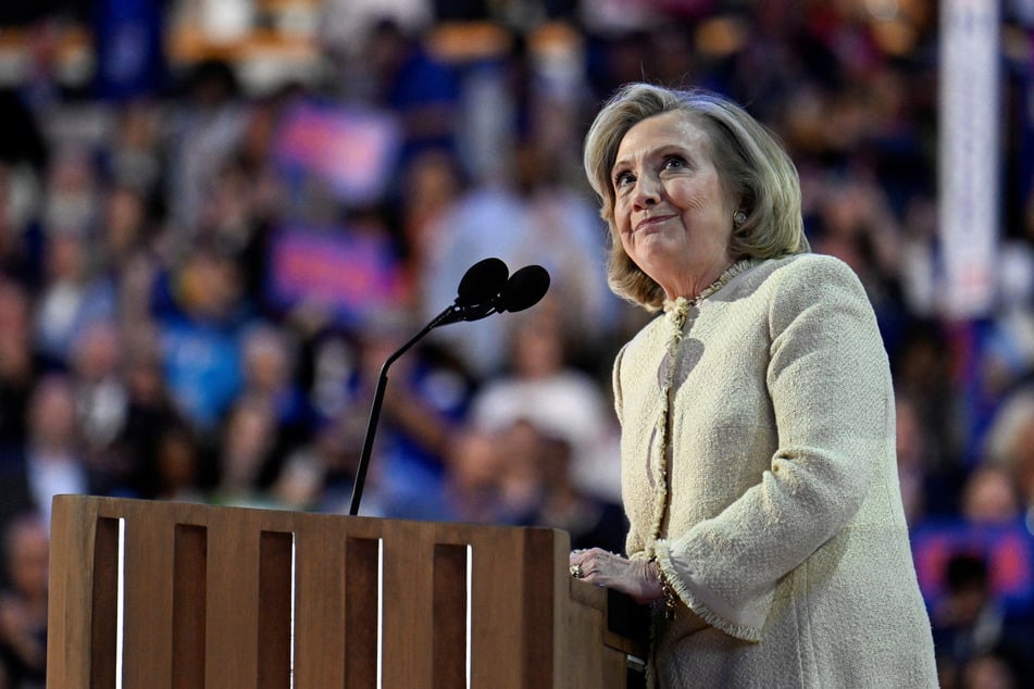 Former Secretary of State Hillary Clinton addresses the Democratic National Convention in Chicago, Illinois.