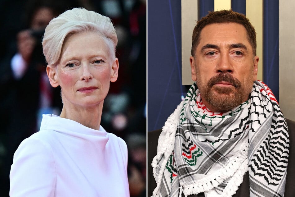 Tilda Swinton (l.) and Javier Bardem are among dozens of film industry figures who signed a letter opposing the Berlin Film Festival's "silence" on Gaza.