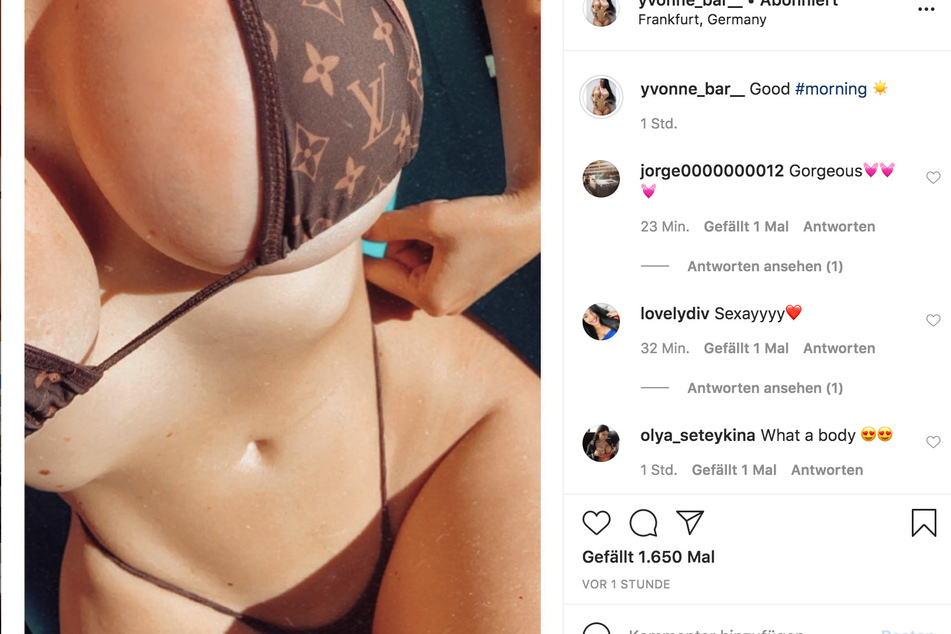 Der Screenshot zeigt das heiße Bikini-Foto von Instagram-Busenwunder Yvonne Bar (26).