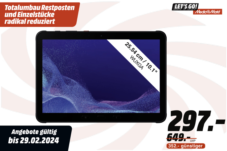 Samsung Galaxy Tab Active4 Pro für 297 statt 649 Euro.