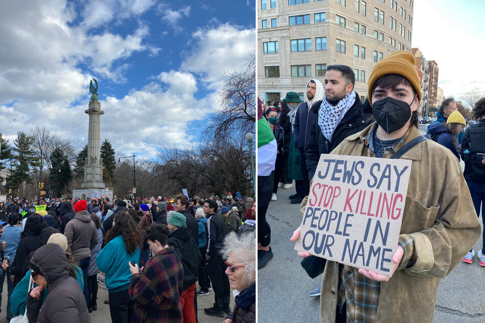 Protesters gather in New York City to stand in solidarity with Palestinians under threat from the Israeli regime.