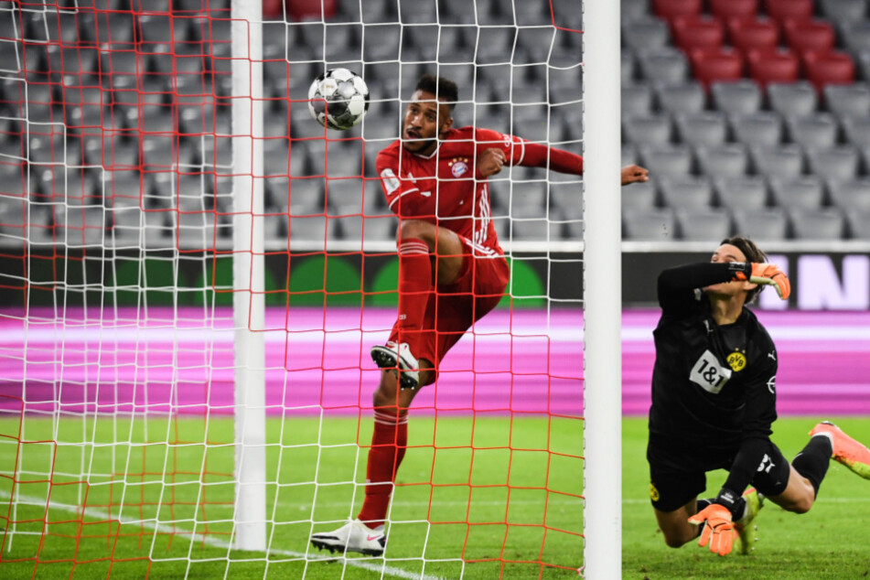 Corentin Tolisso drückt den Ball im Nachschuss über die Linie. Marwin Hitz ist geschlagen.