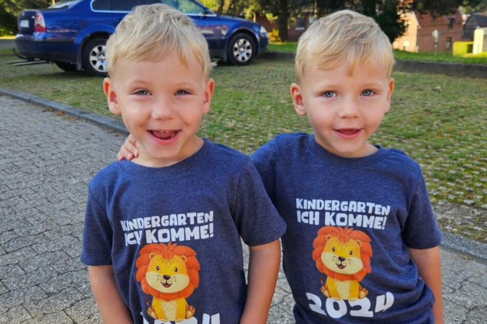 Casey und Emory Wollny (3) sind seit dieser Woche Kindergartenkinder.