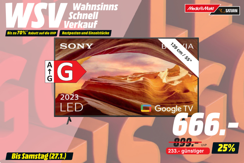 55-Zoll Sony-Fernseher für 666 statt 899 Euro.