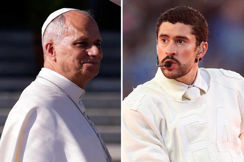 Pope Leo XIV (l) held a surprise meeting with Puerto Rican music star Bad Bunny (r) at Real Madrid's Bernabeu stadium during his state visit to Spain, the Vatican said on Tuesday.