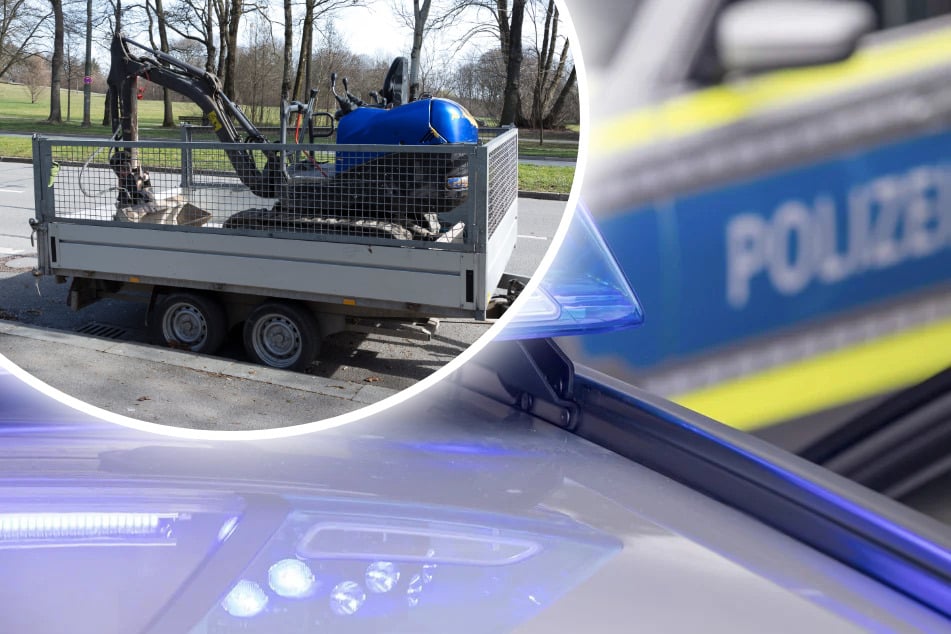Dresden: Bagger und Anhänger geklaut: Polizei macht Diebesfahrt auf der A17 ein Ende