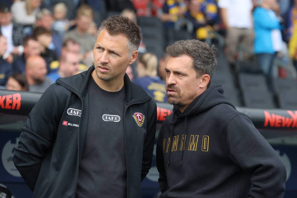Dynamo Sport-Boss Sören Gonther (39, r.) möchte, dass Thomas Stamm (43) und seine Jungs sich das Momentum erarbeiten.