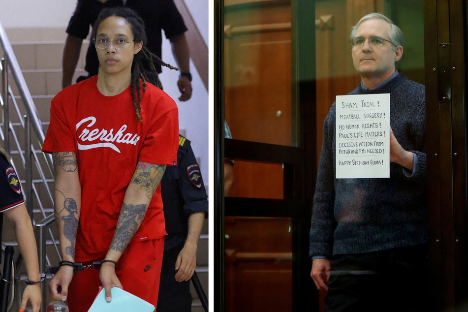 US basketball star Brittney Griner (l.) and former Marine Paul Whelan (r.) are currently being detained in Russia.