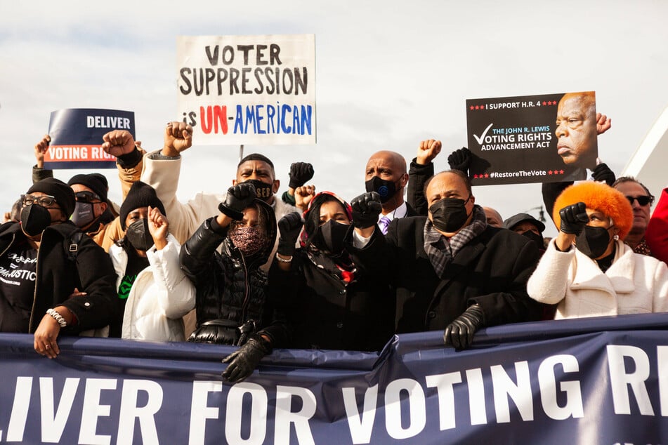 Voting rights advocates rally for federal legislation on Martin Luther King Day.