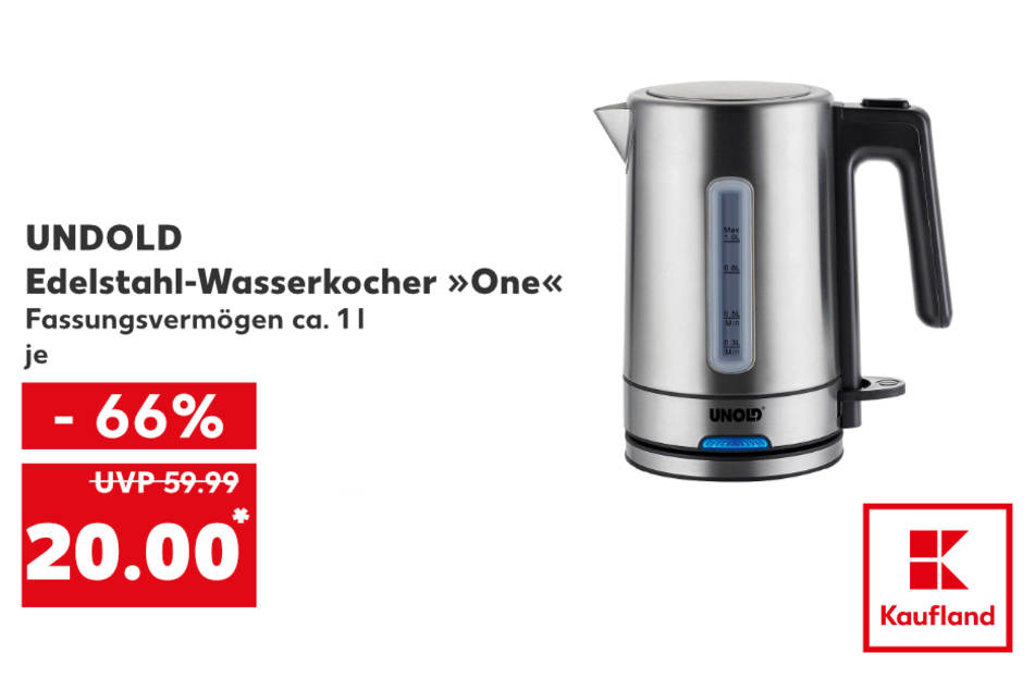 Edelstahlwasserkocher für nur 20 Euro.