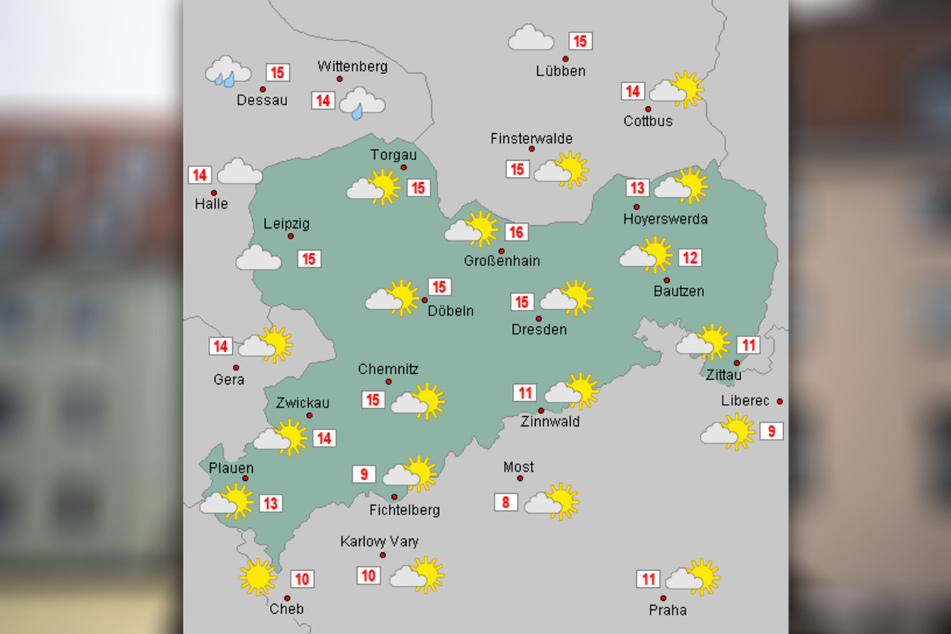 Die Wetterkarte zeigt es: In fast allen Teilen des Freistaats wird es am heutigen Montag noch einmal frühlingshaft mild.