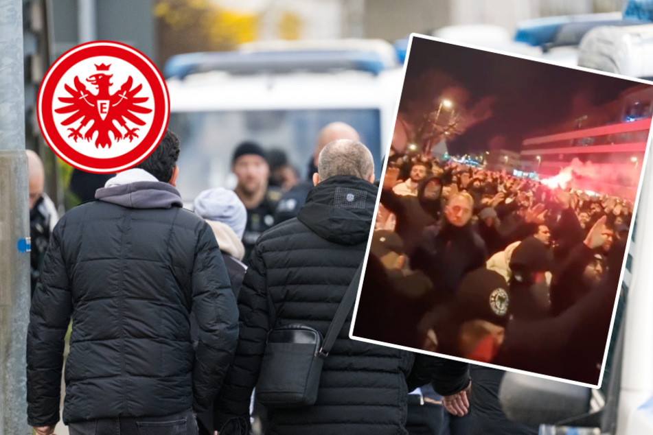 Mit Pyro und Böllern: Hunderte PAOK-Fans bei Fan-Marsch zum Eintracht-Stadion