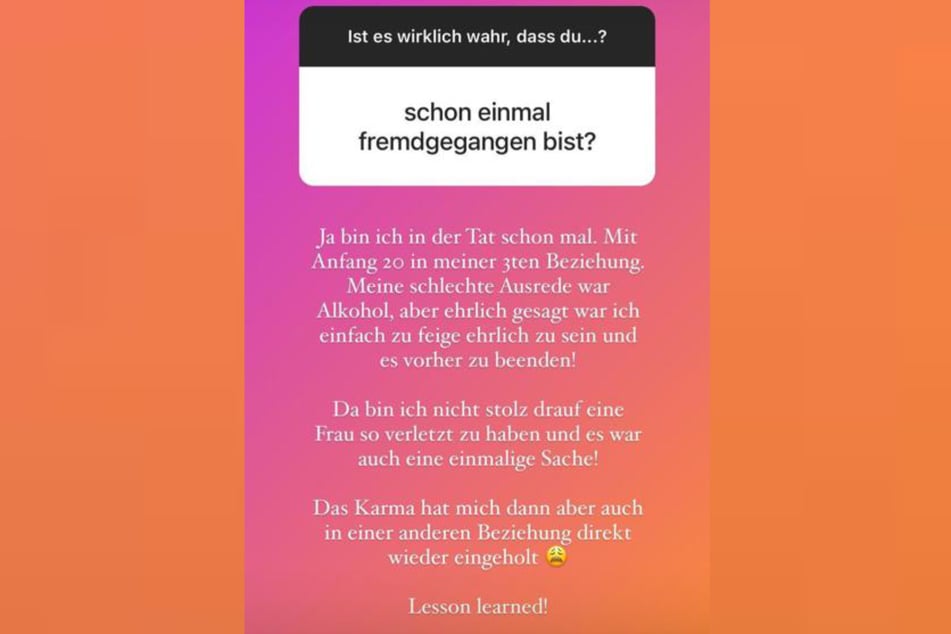 Andrej Mangold (34) offenbarte seinen Instagram-Fans, dass er sich in seiner dritten Beziehung einen einmaligen Seitensprung geleistet hat.