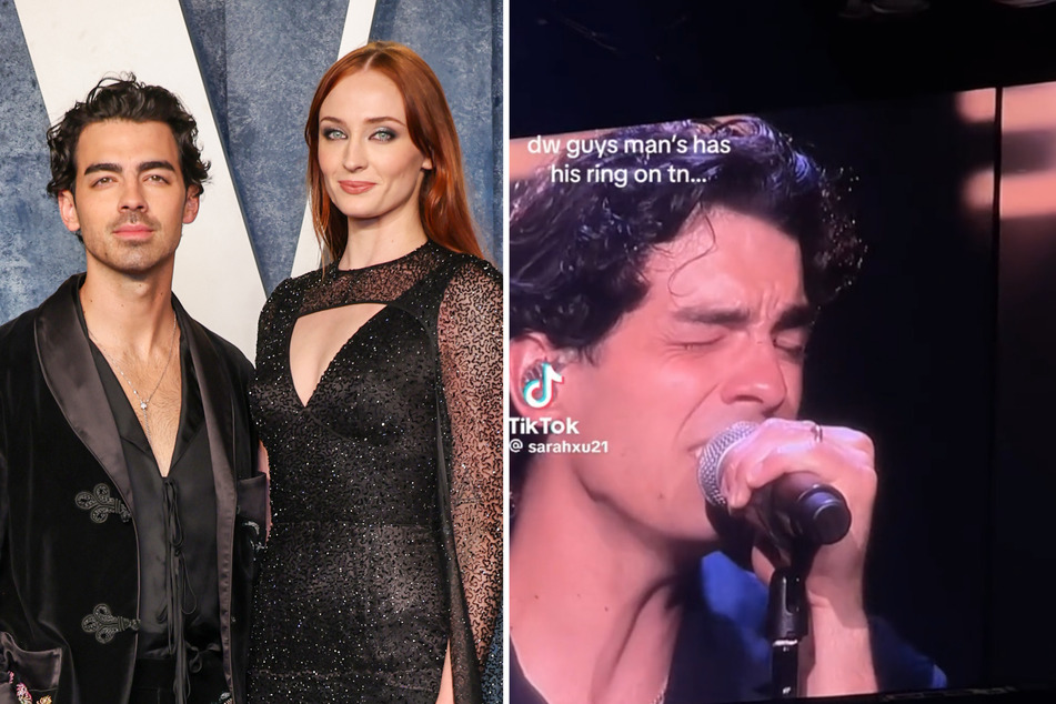 After rumors of an impending divorce from Sophie Turner, Joe Jonas performed with his wedding ring on Sunday night.