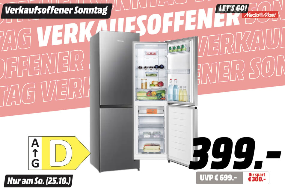Hisense-Kühlgefrierkombination für 399 statt 699 Euro.