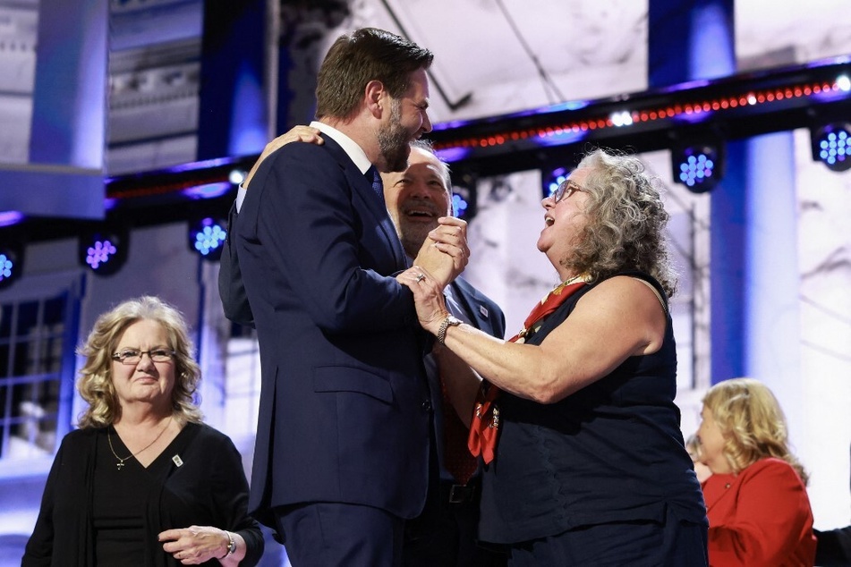 JD Vance is joined on stage by his family on the third day of the Republican National Convention.