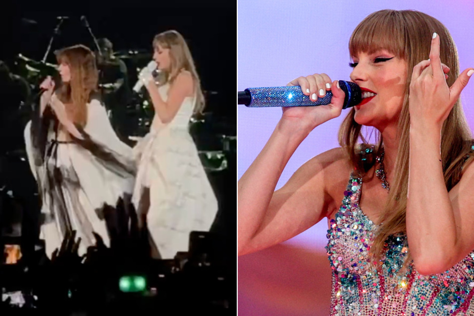 Taylor Swift (r.) was joined by Florence Welch (l.) during night 8 of The Eras Tour in London, UK.