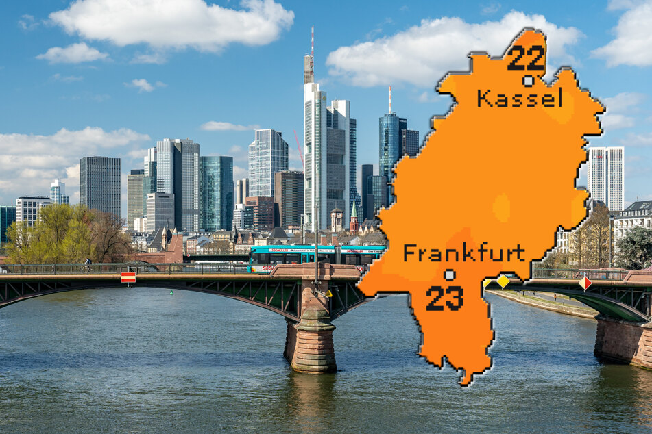 Am Samstag sollen die Höchsttemperaturen in Frankfurt laut "Wetteronline.de" (Grafik) auf 23 Grad steigen. Der DWD prognostiziert in Teilen Hessens sogar bis zu 26 Grad.