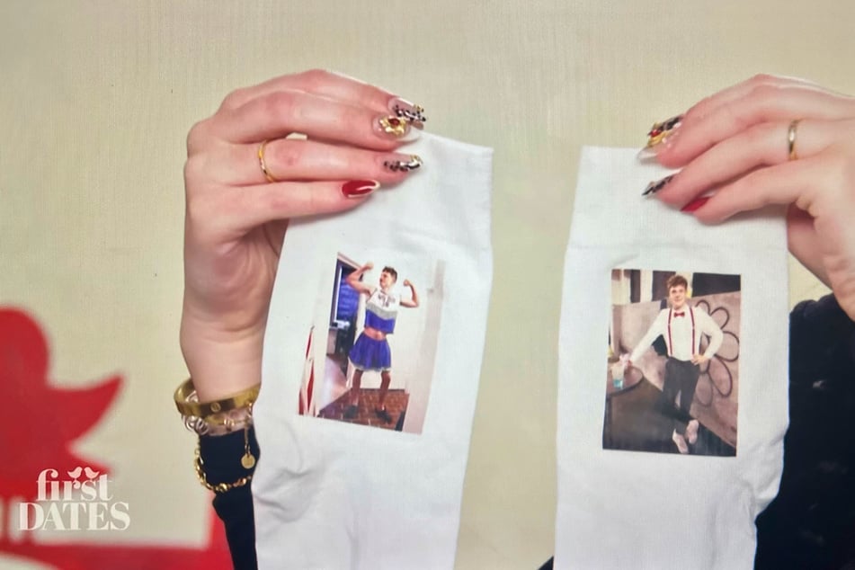 Da haben sich die Freunde was einfallen lassen: Personalisierte Socken mit teils peinlichen Fotos von Kjon.