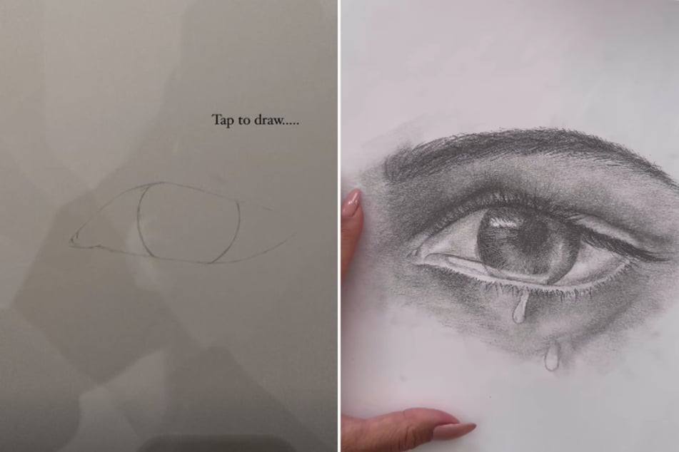 Amira hat ihre Zeichnung eines weinenden Auges bei Instagram geteilt.