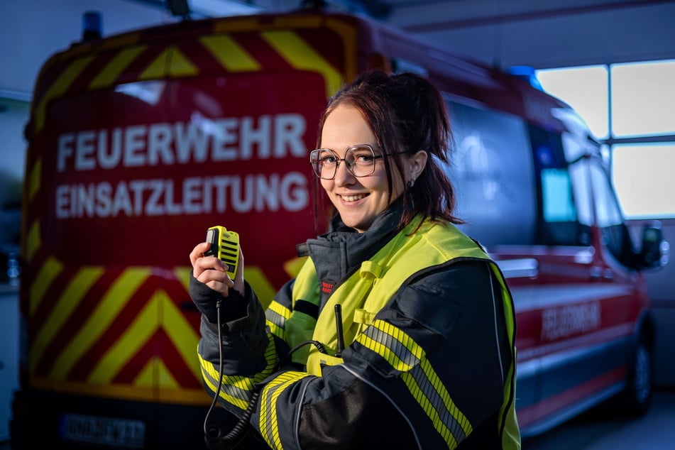 Saskia Schramm (29) ist seit Februar 2023 Wehrleiterin der Freiwilligen Feuerwehr Annaberg.