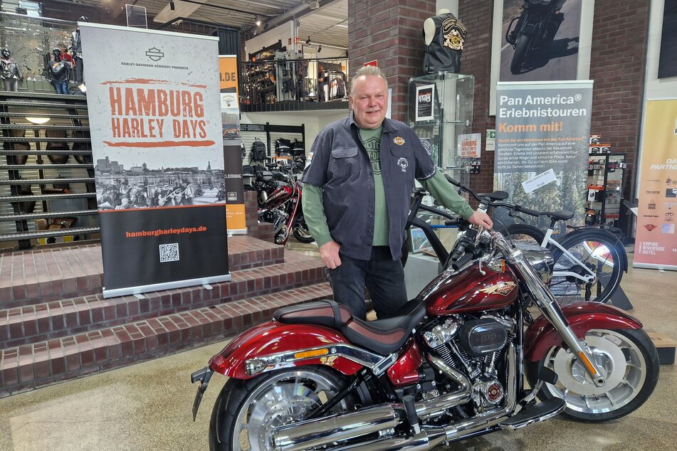Roger Gierz, der Geschäftsführer von Harley-Davidson Hamburg Nord, am Dienstag bei der Pressekonferenz für die diesjährigen "Harley Days".