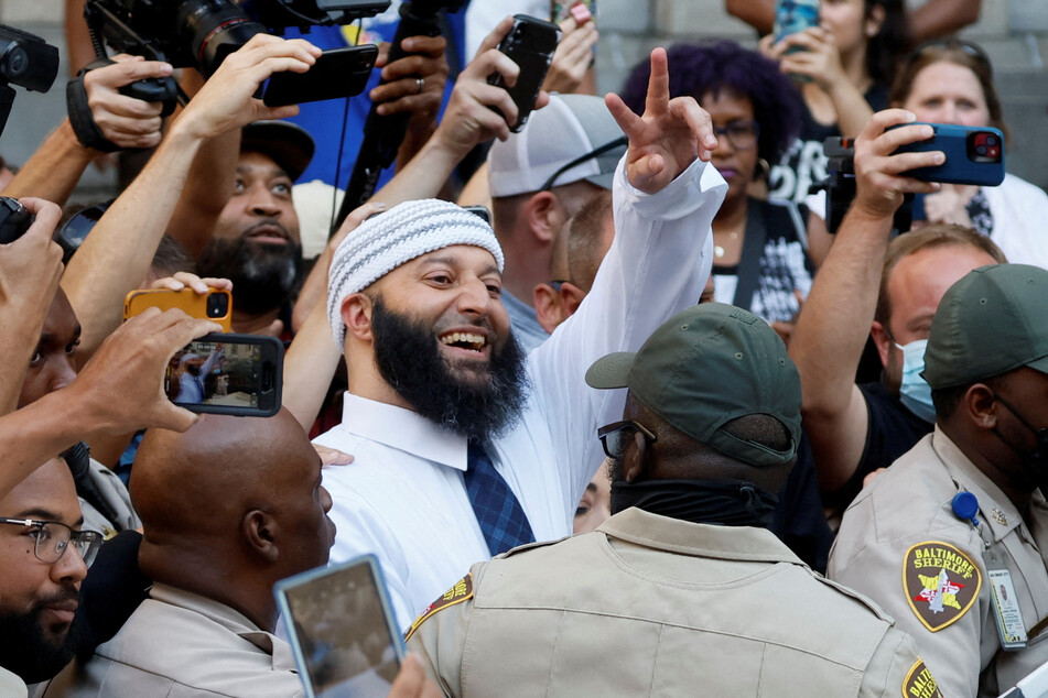 Adnan Syed after being release Monday in front of the courthouse.