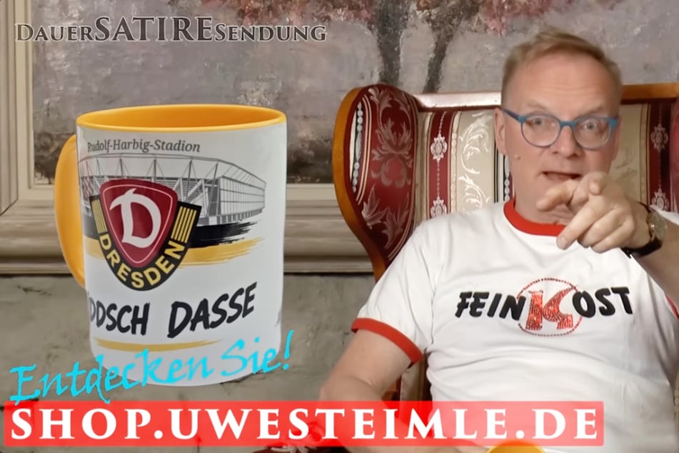 Satiriker Uwe Steimle (63) versuchte sich jetzt als Dynamo-Merchhändler.