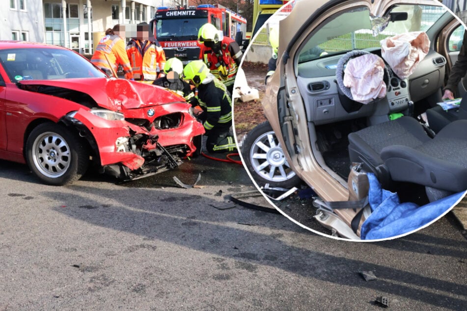 Vollsperrung nach heftigem Crash in Chemnitz