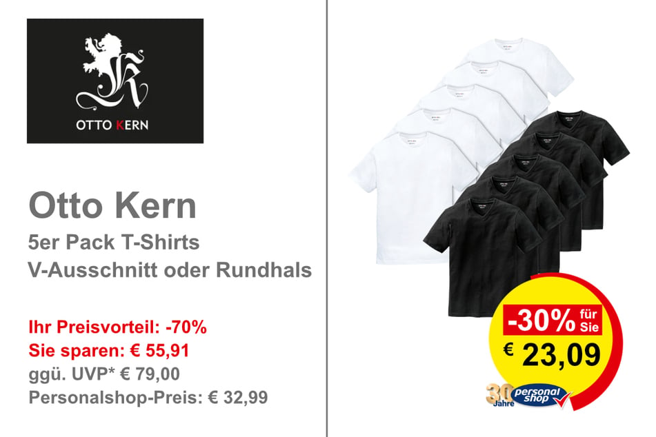 Otto Kern 5er Pack T-Shirts V-Ausschnitt oder Rundhals