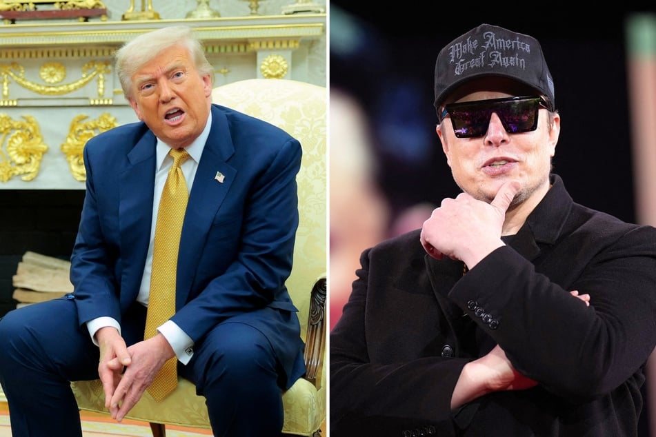 Elon Musk (r.) shared multiple social media posts on Wednesday in response to President Donald Trump lashing out over the Epstein files scandal.