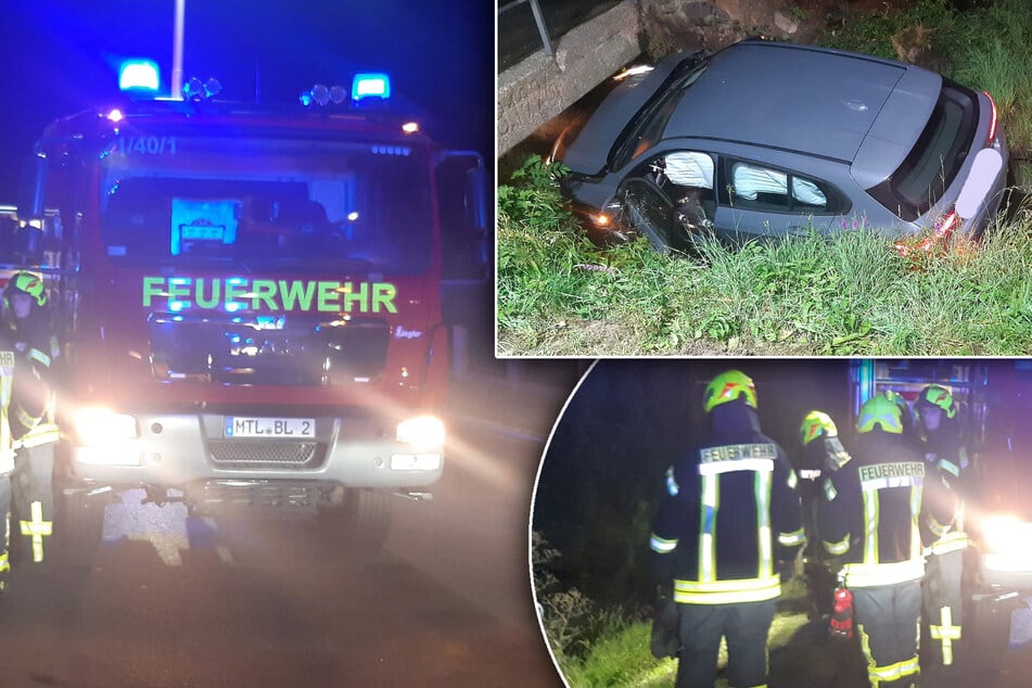 Landkreis Leipzig: Auto landet nach nächtlichem Unfall im Graben