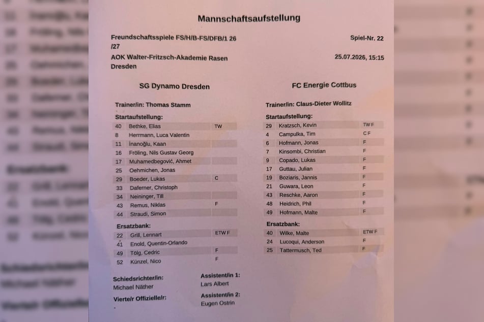 Mit diesen Akteuren starten beide Teams ins zweite Testspiel.