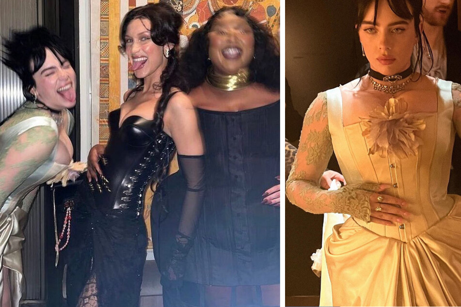 Billie Eilish showed off her regal look and en epic girl gang from Monday's Met Gala, which included Bella Hadid and Lizzo (l.).