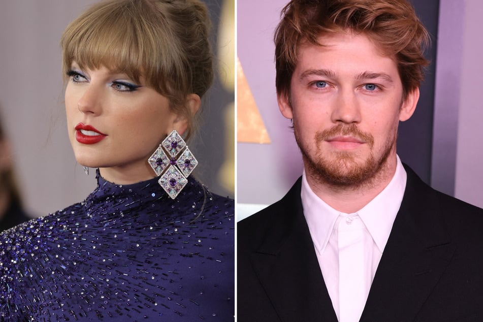 Joe Alwyn (r) didn't attend the Grammys with girlfriend Taylor Swift, but that didn't stop fans from getting his name trending online during the show.