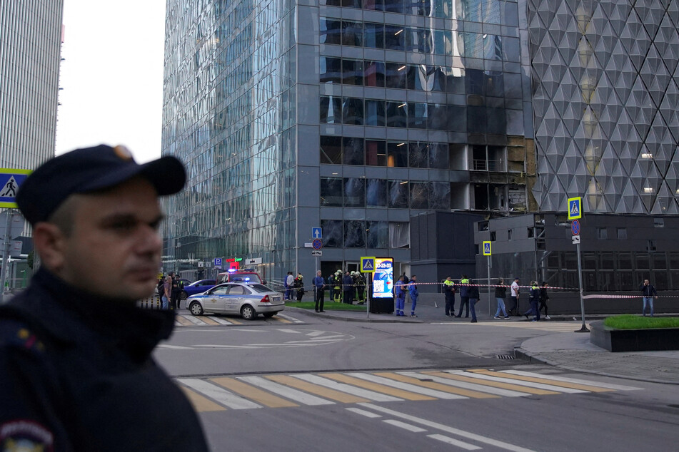 A building in Moscow's business district was damaged by a Ukrainian drone attack on Sunday.