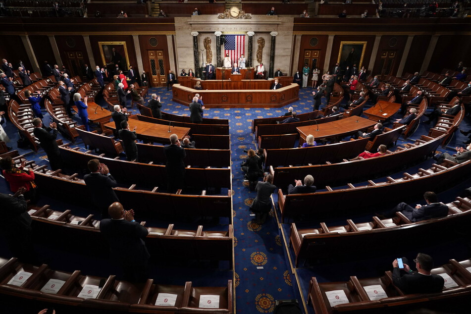Members of the Senate and House of Representatives were socially distanced during the address.